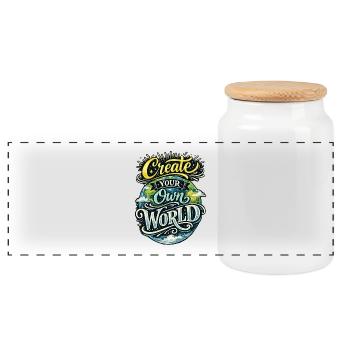 Create Your Own World – Hand Lettering Creativity  - Panorama Keksdose mit Holzdeckel - Weiß - Vorne