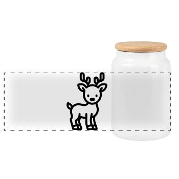 deer - Panoramic Cookie Jar with Wooden Lid - white - Front