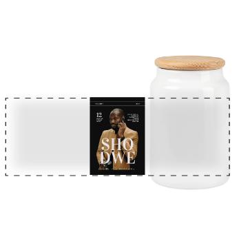 Black_and_White_Fashion_Magazine_Cover - Panorama Keksdose mit Holzdeckel - Weiß - Vorne