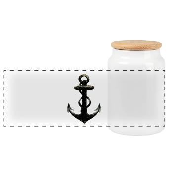 Ancrage de nuit avec silhouette nautique à corde - Boîte à biscuits avec couvercle en bois - blanc - Devant