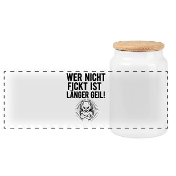 Geiler Teufel Grafik - Panorama Keksdose mit Holzdeckel - Weiß - Vorne