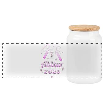 Abitur 2026 design rose Abi Matura - Boîte à biscuits avec couvercle en bois - blanc - Devant