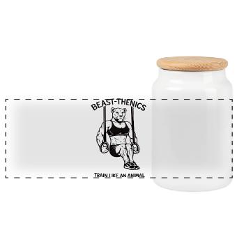 Train like a beast - Löwin - Fitness - Workout - Panoramic Cookie Jar with Wooden Lid - white - Front