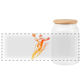 Œuvres modernes de handball pour hommes - Boîte à biscuits avec couvercle en bois - blanc - Devant