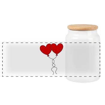 Valentinstag Rotes Herz, Valentinstag - Panorama Keksdose mit Holzdeckel - Weiß - Vorne