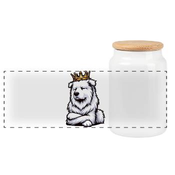 Chiens bergers blancs bergers - Boîte à biscuits avec couvercle en bois - blanc - Devant