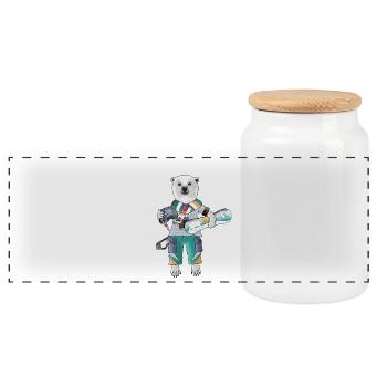 Polar Rider Eisbär - Panorama Keksdose mit Holzdeckel - Weiß - Vorne
