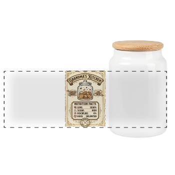 Grandma's Kitchen Nutrition Facts - Panoramic Cookie Jar with Wooden Lid - white - Front