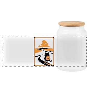 Coucher de soleil Skate Cat - Boîte à biscuits avec couvercle en bois - blanc - Devant