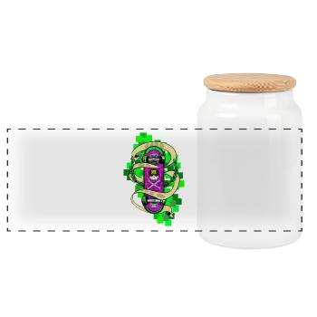 Neon Skull Skateboard Graffiti - Panorama Keksdose mit Holzdeckel - Weiß - Vorne
