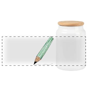 Mintgrüner Bleistift - Skizze - Panorama Keksdose mit Holzdeckel - Weiß - Vorne