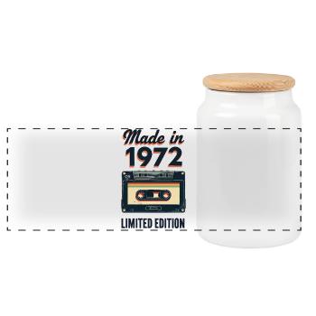 Produit en 1972 – Édition limitée - Boîte à biscuits avec couvercle en bois - blanc - Devant