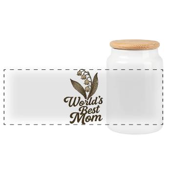 Das Weltbeste Mama-Lily-Design - Panorama Keksdose mit Holzdeckel - Weiß - Vorne