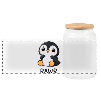 Dessin animé mignon du Pingouin avec la joie riante de Nénuphar - Boîte à biscuits avec couvercle en bois - blanc - Devant