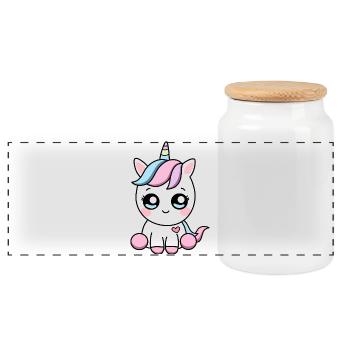 Licorne Kawaii – Sweet Valentine Magic - Boîte à biscuits avec couvercle en bois - blanc - Devant