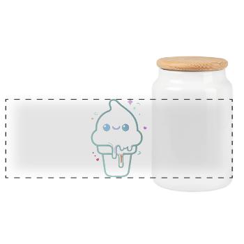Glace kawaii pastel scintillante - Panoramic Cookie Jar with Wooden Lid - white - Front