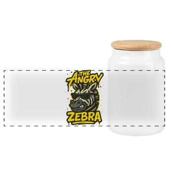 The angry zebra - Panoramic Cookie Jar with Wooden Lid - white - Front