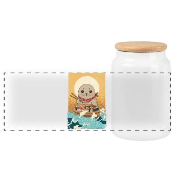 Kawaii Seehund Nordsee Sushi - Panorama Keksdose mit Holzdeckel - Weiß - Vorne