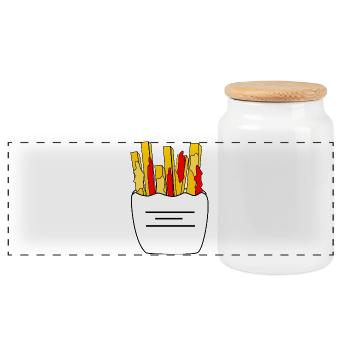Pommes_Schranke - Panoramic Cookie Jar with Wooden Lid - white - Front