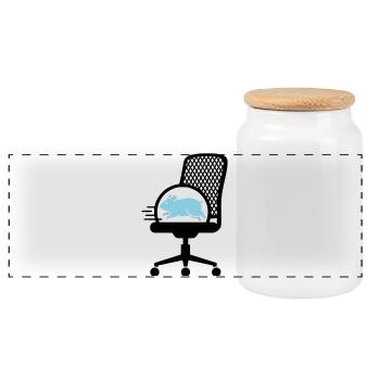 Hamster wheel on office chair - Panoramic Cookie Jar with Wooden Lid - white - Front