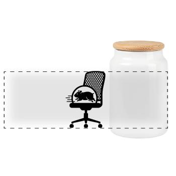 Hamster Wheel Office Chair Stress - Panoramic Cookie Jar with Wooden Lid - white - Front