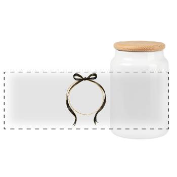 Circle Bow Black Gold Personalizable - Panoramic Cookie Jar with Wooden Lid - white - Front