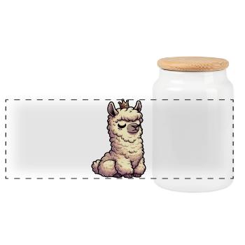 alpaca llama owner alpaca llamas llamas llamas - Panoramic Cookie Jar with Wooden Lid - white - Front