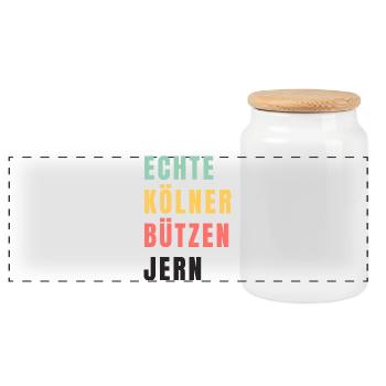 Echte Kölner bützen jern Karneval - Boîte à biscuits avec couvercle en bois - blanc - Devant
