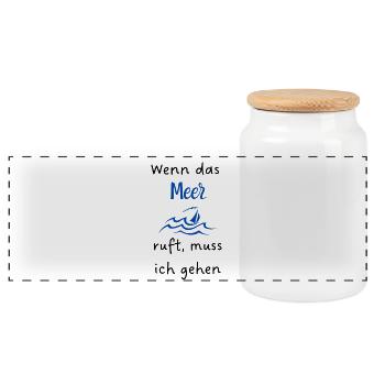 Wenn_das_Meer is calling - Panoramic Cookie Jar with Wooden Lid - white - Front