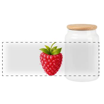 Fresh raspberry with leaves - Panoramic Cookie Jar with Wooden Lid - white - Front