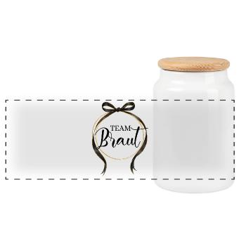 _Kreis_Schleife_schwarz_gold_team_braut_2 - Panoramic Cookie Jar with Wooden Lid - white - Front