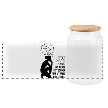 Bloc comme aux échecs – la tête bat la force - Boîte à biscuits avec couvercle en bois - blanc - Devant
