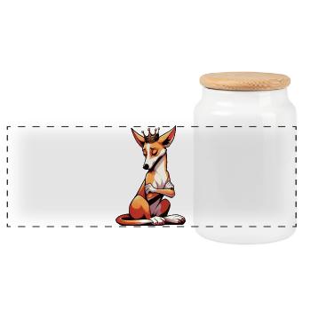 Podenco Podencos Podencoliebhaber Podencobesitzer - Panorama Keksdose mit Holzdeckel - Weiß - Vorne