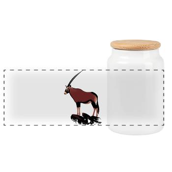 Oryx on rocks - Panoramic Cookie Jar with Wooden Lid - white - Front