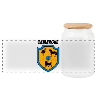 Camargue - Panoramic Cookie Jar with Wooden Lid - white - Front