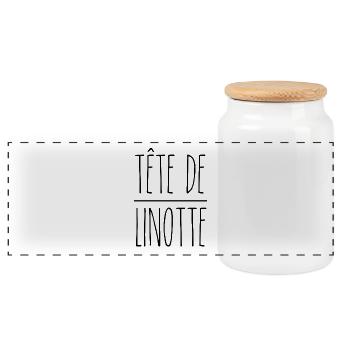 Tête de linotte - Idée cadeau original femme - Boîte à biscuits avec couvercle en bois - blanc - Devant