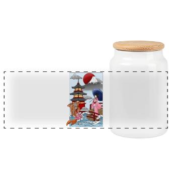 Japan - Panorama Keksdose mit Holzdeckel - Weiß - Vorne