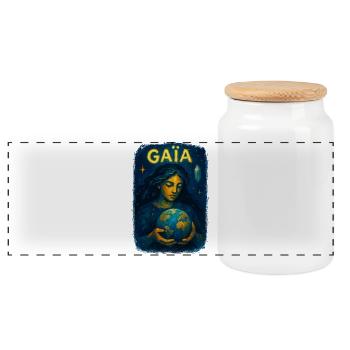 Gaia - Mother Nature - Tree of Life - Panoramic Cookie Jar with Wooden Lid - white - Front