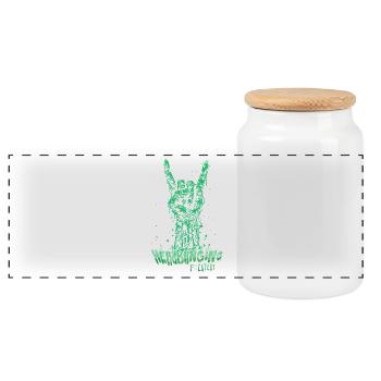Hand Rock Neon Factory Live - Panoramic Cookie Jar with Wooden Lid - white - Front