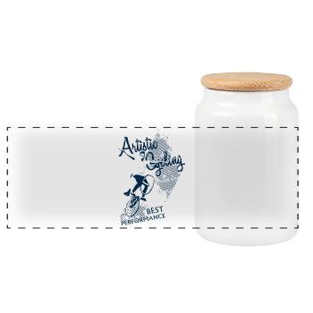 Artistic cycling, artistic cycling, indoor cycling - Panoramic Cookie Jar with Wooden Lid - white - Front