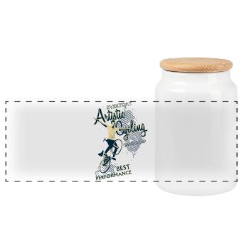 Artistic cycling, artistic cycling, indoor cycling - Panoramic Cookie Jar with Wooden Lid - white - Front