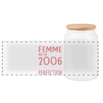 Anniversaire 20 ans - Née en Avril 2006 - Boîte à biscuits avec couvercle en bois - blanc - Devant