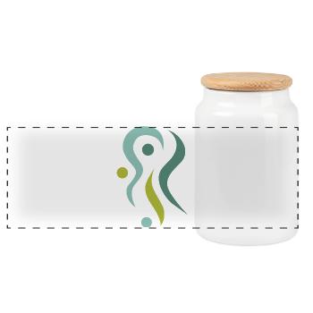 yoga_design_2 - Panoramic Cookie Jar with Wooden Lid - white - Front