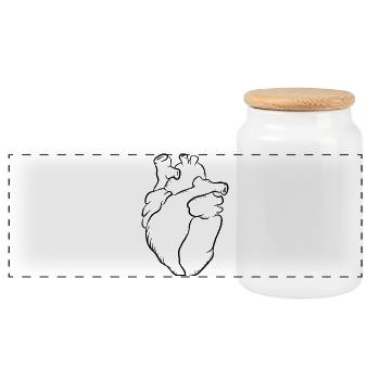 Anatomical heartline print - Panoramic Cookie Jar with Wooden Lid - white - Front