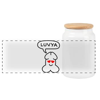 lustiges Junior-Luvya-Emoticon - Panorama Keksdose mit Holzdeckel - Weiß - Vorne