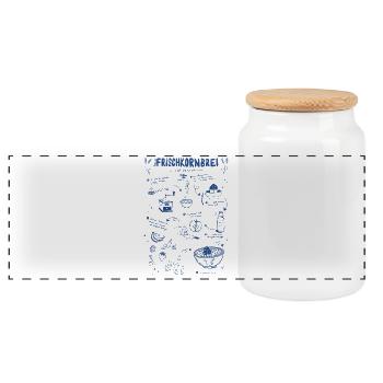 Fresh grain porridge according to Prof. Kollath - Panoramic Cookie Jar with Wooden Lid - white - Front