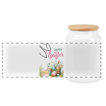 Panier de Pâques pastel et œufs - Boîte à biscuits avec couvercle en bois - blanc - Devant