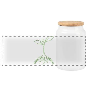 Wachsen mit Zweck minimalistische Setzlingskunst - Panorama Keksdose mit Holzdeckel - Weiß - Vorne