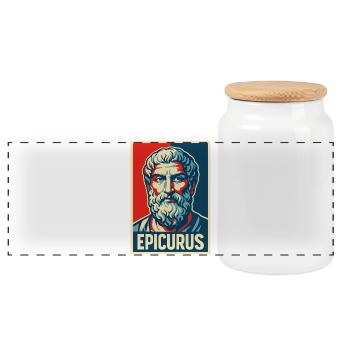 Portrait pop art d’Épicure - Boîte à biscuits avec couvercle en bois - blanc - Devant