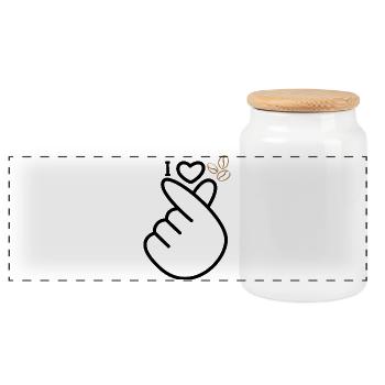 Love coffee - Panoramic Cookie Jar with Wooden Lid - white - Front